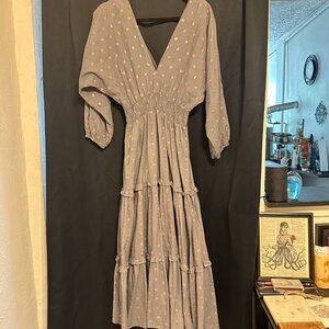 Perry Walker Charcoal Dress with Pink Polka Dots, S